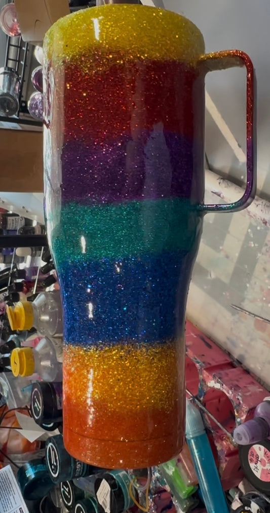 40 OZ Tumbler with handle “Remember the Rainbow”
