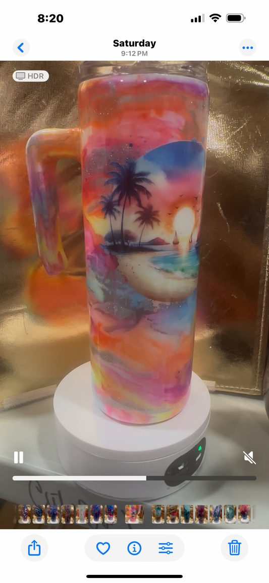 30 oz Tumbler with handle - Beach Vibes