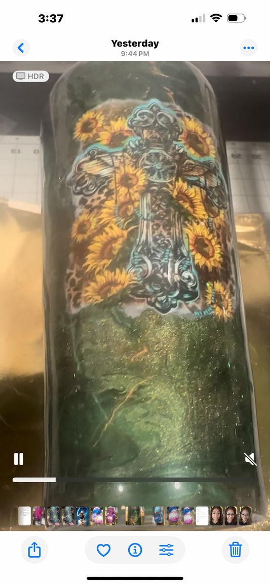 24 oz Tumbler – camouflage w cross