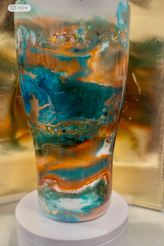 30 oz Modern Curve Tumbler - Teals of Swrils