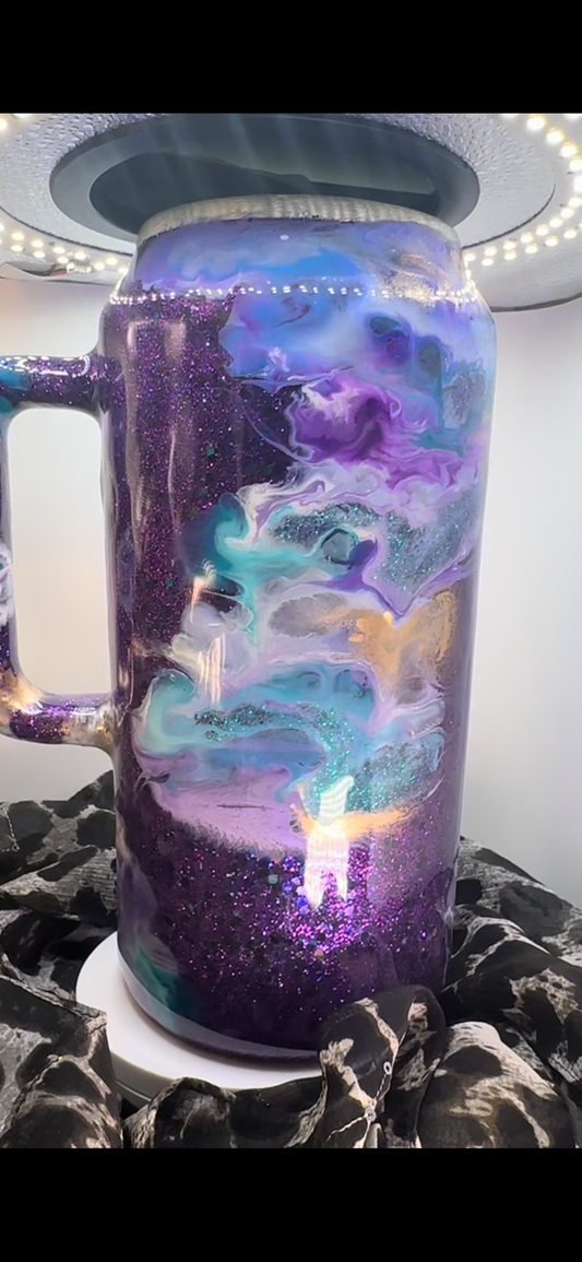 64 oz Water Tumbler – Purple & Teal Swirls