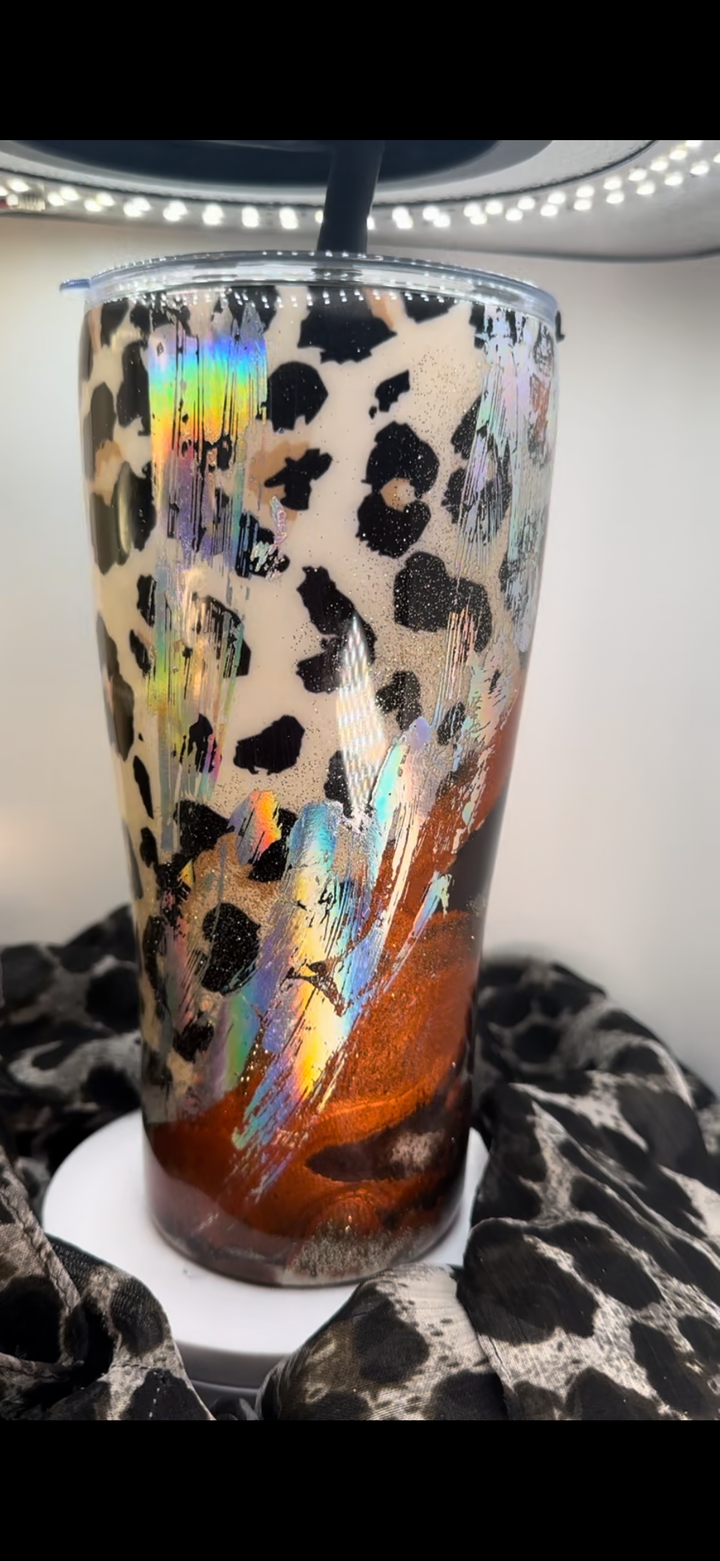 64 oz Tapered Tumbler - Rustic Leopard Elegance