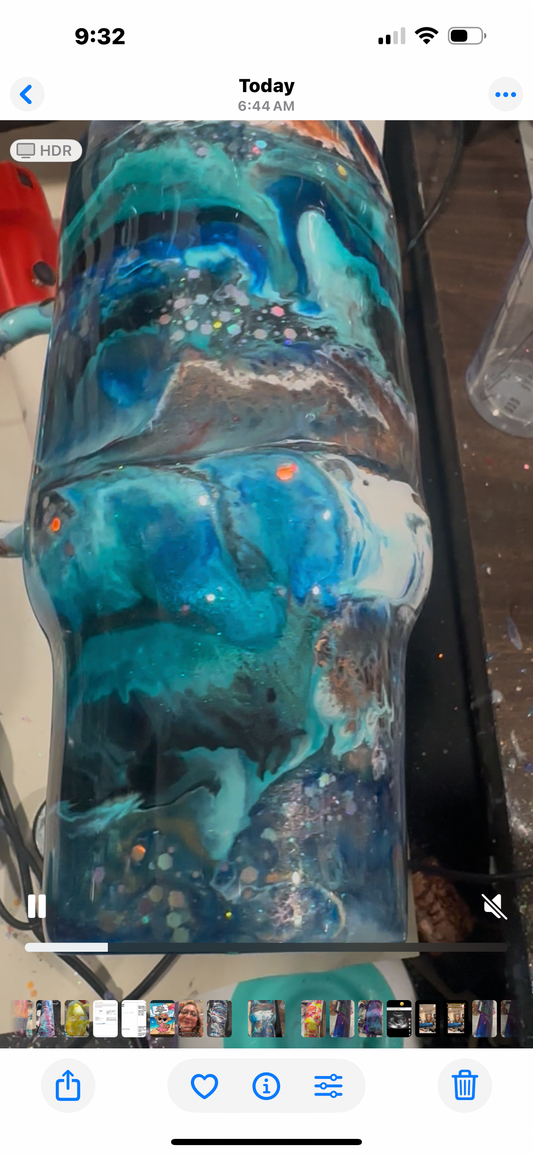 32 oz  Modern Curve Tumbler with handle “Teal treasure”