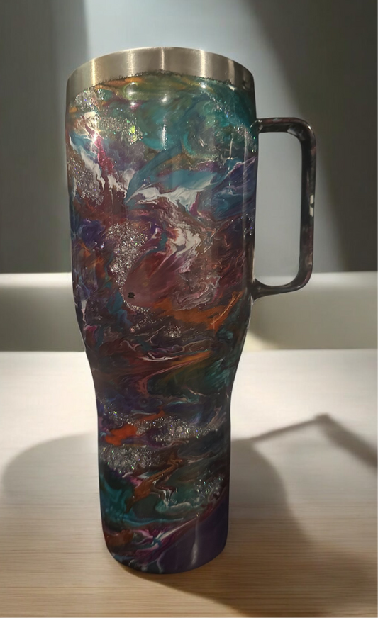 40 OZ Tumbler with handle “Color Swirls ”