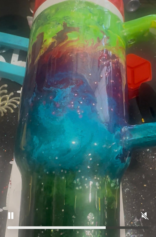 40 OZ Tumbler with handle “fire dragon”