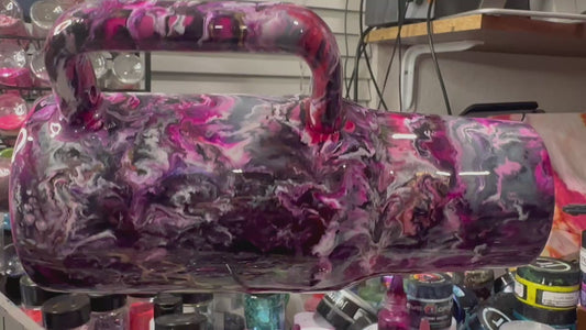 40 OZ Tumbler with handle maroon & pinks