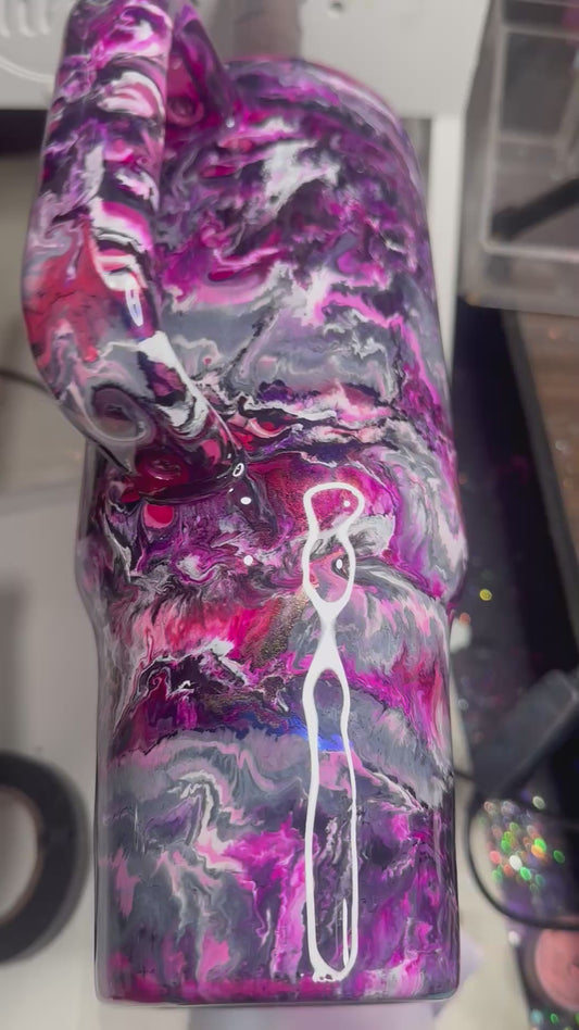 40 OZ Tumbler with handle maroon & pinks