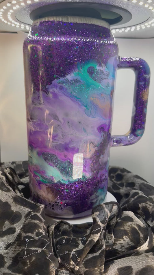 64 oz Water Tumbler – Purple & Teal Swirls