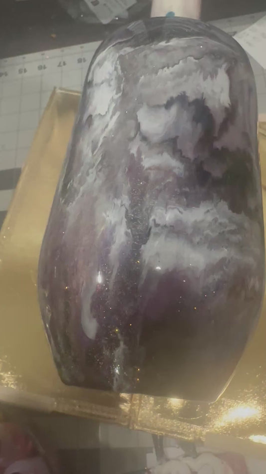 17 oz WINE Cup with abalone colors SLIDING LID