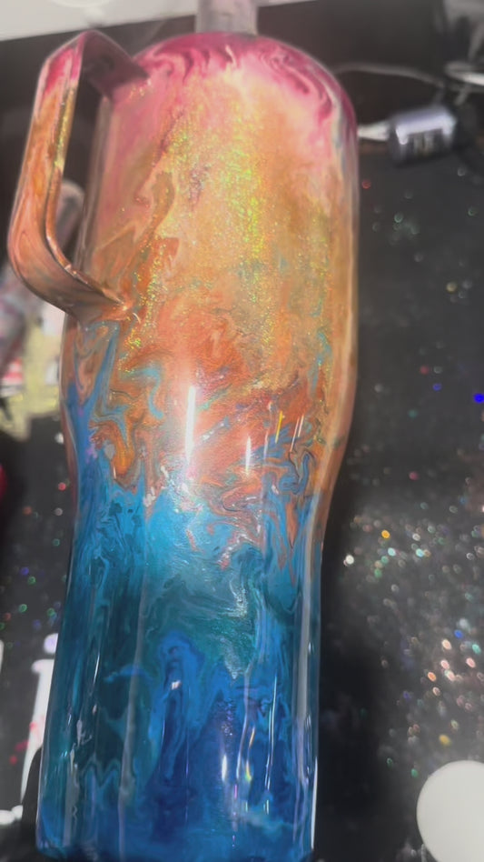 40 OZ Tumbler with handle “Golden love”