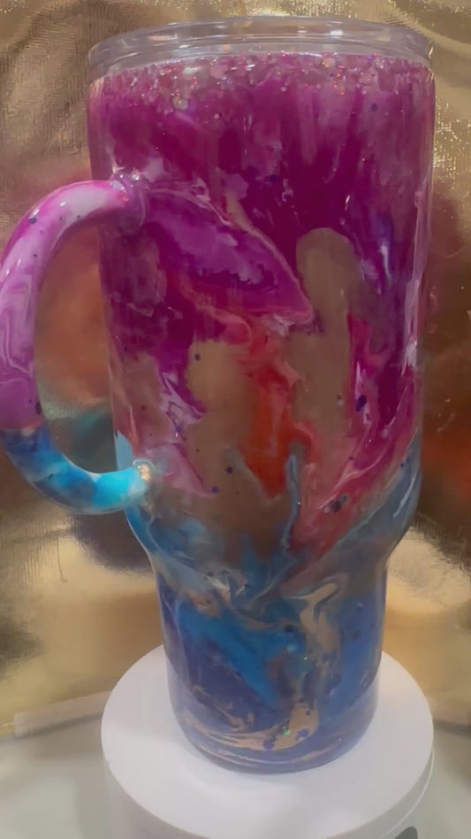 32 oz  Modern Curve Tumbler with handle “Sunset”