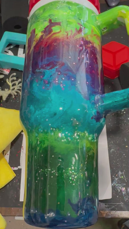 40 OZ Tumbler with handle “fire dragon”